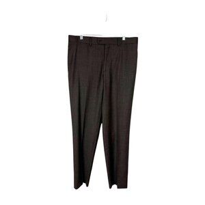 Tallia Men's 34/32 Dress Pants‎ 100% Wool Brown EUC